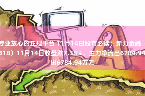 专业放心的正规平台 11月14日股市必读：新力金融（600318）11月14日收盘跌7.38%，主力净流出6784.94万元